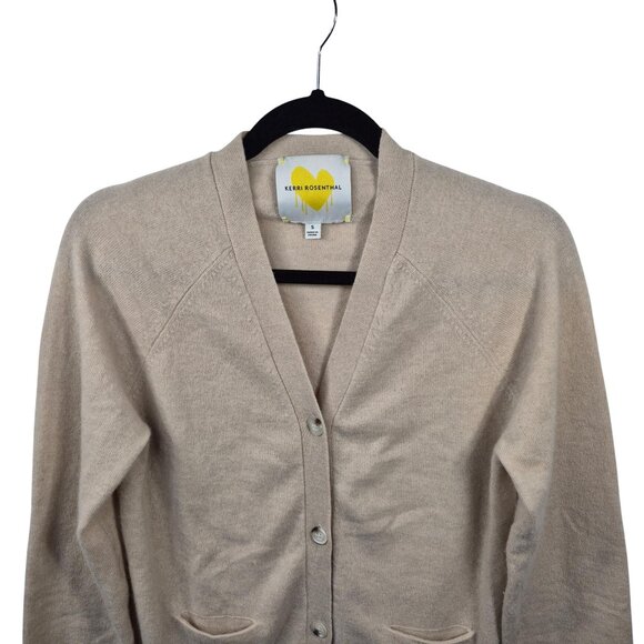 Kerri Rosenthal Sweater Womens S Beige 100% Cashmere Cardigan Knit Long Sleeve - Picture 8 of 8